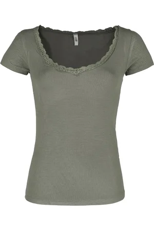 Hailys Mariella T-shirt kaki L Viscose Dames - Basics, Casual wear, Street wear
