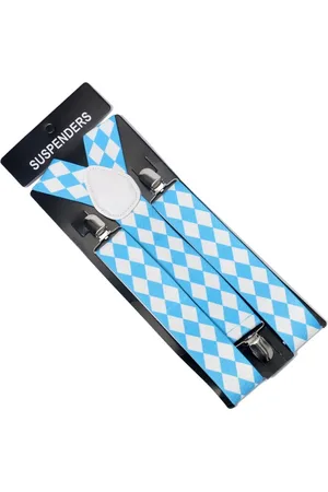 UNKNOWN Lichtblauwe bretels met witte ruiten - Heren bretels - volwassenen