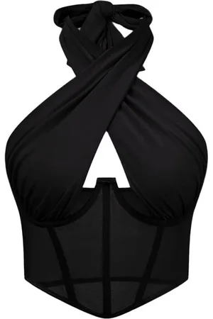 Merkloos Sexy Cross Halter Top - Open Dames Lingerie - - Shirt - Topje - Korset