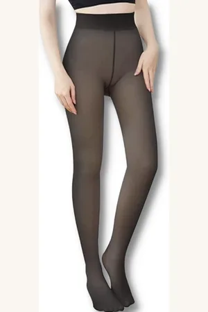 Merkloos Fleece Panty - Warme Panty - WarmePanty voor de Winter - Transparant /beige XS/S - Warm gevoerde Thermo Panty - Panty met Fleece Stof aan Binnenkant - Winter Panty met Fleece