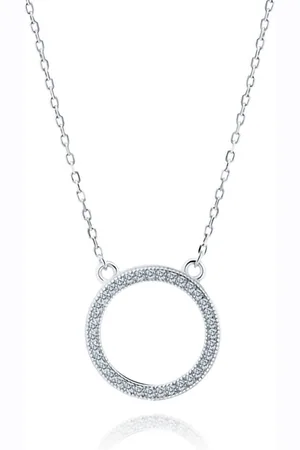 Zilver Ronde Ketting - en Ronde Ketting met Zirkonia- Classic Silver Circle Necklace - Amona Jewelry