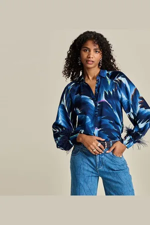 POM Amsterdam Feathers Blue Blouses Dames -