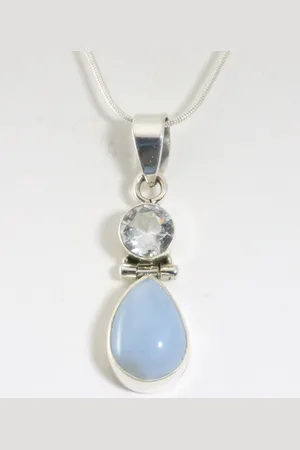 AsiAsia Zilveren hanger met blauwe opaal en bergkristal aan ketting