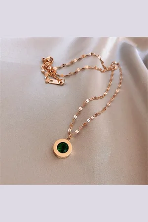 Fashion Jewelry |Dames Ketting|Valentijns cadeau| gift|verrassing|Groene diamant|Rond