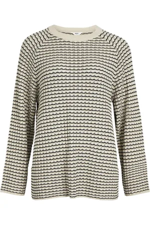 Object Object Trui Objester L/s Knit Pattern Top Noos 23044196 Sandshell/black Dames