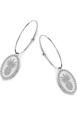 CO88 Celestial 8CE 70043 Stalen Oorringen - Ovaal 25 mm - Ananas