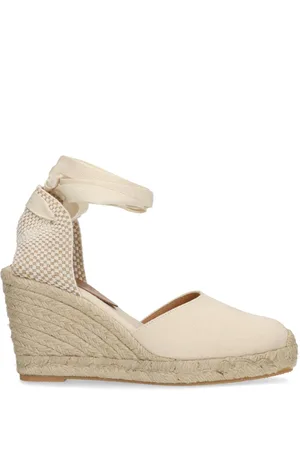 Manfield Dames - Canvas witte sleehakken