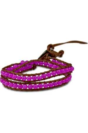 Silventi 710401463 Leren Wikkelarmband met Kralen - Leer - Kralen - Knoopsluiting