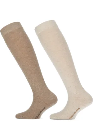 Yellow Moon Kniekousen zonder naadjes voor kinderen en dames 2-pak .-39-42-Lichtbeige-Middenbeige