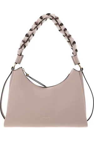 Coccinelle Leren Schoudertas Boheme Grana Double Shoulder Bag Beige