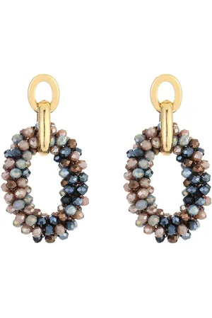 MICHELLE Statement oorbellen dames - - Statement oorbellen - 6,50 x 3 cm - Stainless Steel - Waterproof - Goud/Navy mix - Gouden oorbellen - Kerst cadeau - Kerst - Moederdag - Valentijn - Dames oorbellen - Nikkel vrij