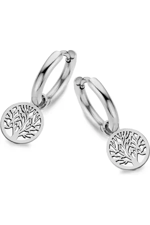 CO88 Oorbellen Dames - Oorbellen met Hanger - Levensboom - ??12mm - Staal - - 8CE-70161