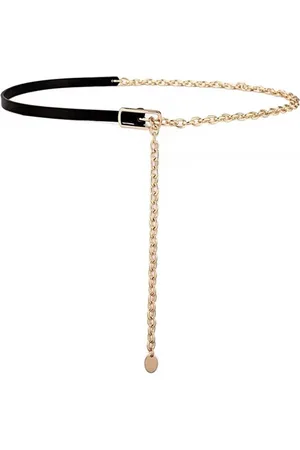 ASTRADAVI Chain Belt - Kettingriem - Vegan Leer en Metalen Ketting - Tailleomtrek tot 100 cm - & Goud