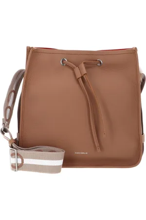 Coccinelle Leren Schoudertas Raquel Crossbody Bag Lichtbruin