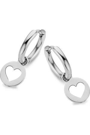 CO88 Oorbellen Dames - Oorbellen met Hanger - Open Hart - ??12mm - Staal - - 8CE-70163
