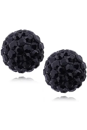 Zilver Kristaal Oorstekers - Echte Oorbellen met Kristaal - Zwarte Kristalen Oorstekers - 925 - Amona Jewelry
