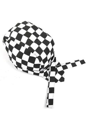 Merkloos SUPERTOOL Fashion Keuken Cook Hoeden - Professionele Catering Chef Hoed - Verstelbare Black and Grid