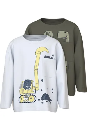NAME IT NMMVILIAN 2P LS RLX TOP Jongens T-shirt - Dusty Olive