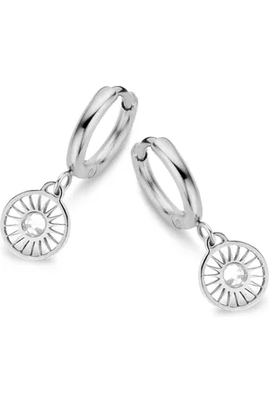 CO88 Sense 8CE 70151 Stalen oorringen met hanger - rond - kristal - 12 mm