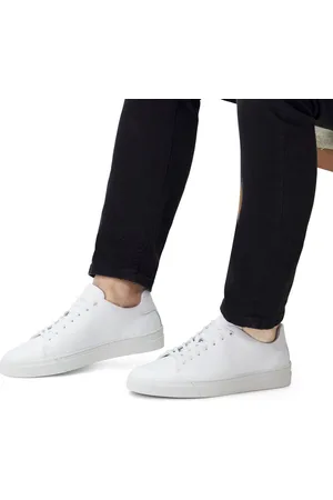 Manfield Heren - Witte leren sneakers