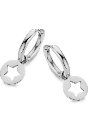 CO88 Sense 8CE 70165 Stalen oorringen met hanger - rond - open ster - 12 mm