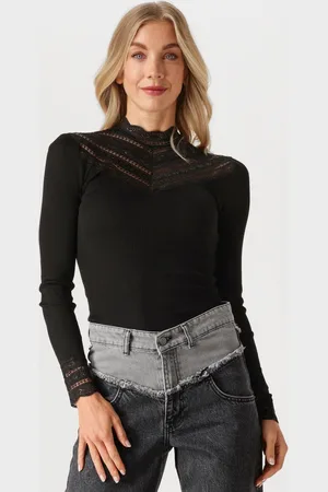 Rosemunde Silk T-shirt W/ Lace Tops & T-shirts Dames - Shirt -