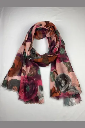 Modesjaals.nl Grote bloemen sjaal van mooi materiaal 70% viscose met 30% zijde