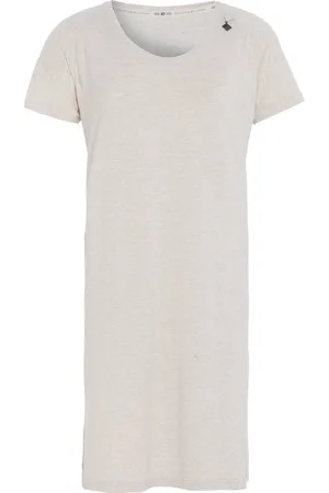 Knit Factory Lily Jurk - Dames midi-jurk met ronde hals - Rechte jurk - Korte mouwen - Jurk voor het voorjaar en de zomer - - S