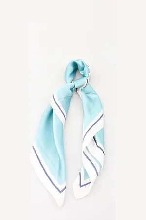 Merkloos Dames neksjaal Elsbeth effen ocean wave wit zwart 70x70 vierkant model