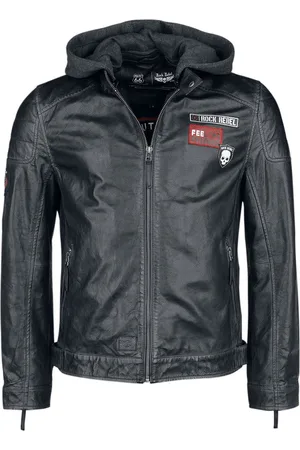 Rock Rebel Leren jack met capuchoninzet Mannen - L