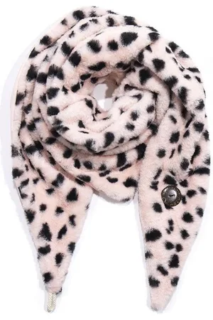 Merkloos Driehoekige Sjaal - Wintersjaal - Teddy - Luipaardprint - Roze (22022#)