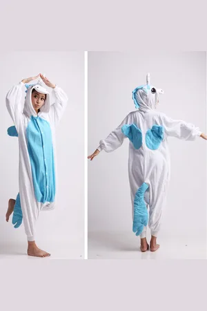 Merkloos Unicron Eenhoorn lichtblauw onesie maat XL - Dieren – Verkleedkleren - kinderen - jongens - meisjes - Huispak