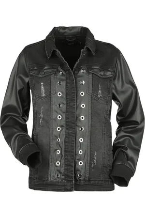 EMP Spijkerjack met details van imitatieleer Vrouwen - XL