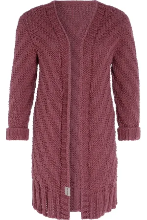 Knit Factory Sally Gebreid Dames Vest - Grof gebreid rood damesvest - Cardigan voor de herfst en winter - Middellang vest reikend tot boven de knie - - 36/38