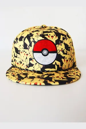 KIMU Pika Pet Geel Print - Cap Volwassenen Katoen - Snapback Baseball Flat Sport Zomer Dames Heren Katoenen Zomerpet Gele Hamster Festival