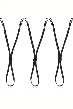 Merkloos Winddicht Touw Voor Hoed - 3 Stuks - Afneembaar Kinkoord - Verstelbare Hoedriem Clips - Hoed Kinkoord - Hoedkoorden - Wind(Zwart)