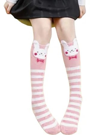 Merkloos Kniekousen - 1 paar kniekousen meisjes konijn - lange sokken - 6-12 jaar - 100% elastisch katoen - cadeau meisjes - dierenprint