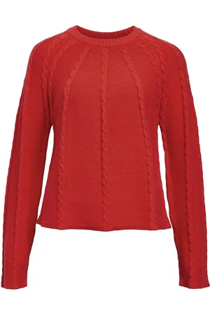 Object Object Trui Objsadie L/s Re Pullover E Aw Fair 23046539 Flame Scarlet Dames