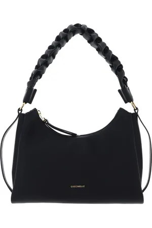 Coccinelle Leren Schoudertas Boheme Grana Double Shoulder Bag Zwart