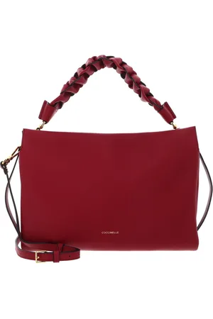 Coccinelle Leren Handtas Schoudertas Boheme Grana Double Hand Bag (rood)paars