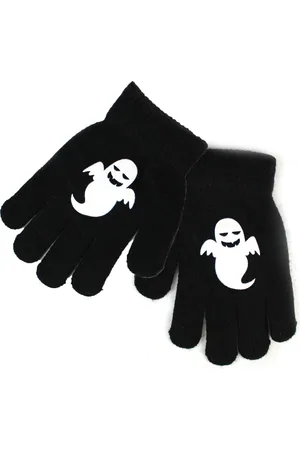 No Evil Zwarte kinderhandschoenen haloween griezel met wit spookje