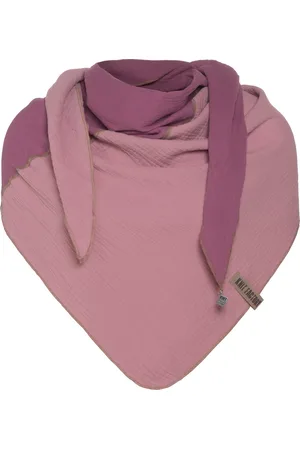 Knit Factory Fay Gebreide Omslagdoek - Driehoek Sjaal Dames - Katoenen sjaal - Zomersjaal - Luchtig en zacht - Zomer stola - /Lila - Paars - Duurzaam - 190x85 cm - 100% Biologisch katoen