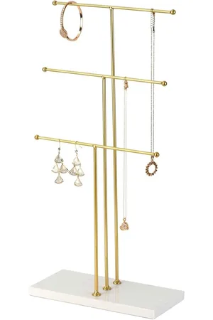 Merkloos Sieradenstandaard T-vorm - Gouden kettinghouder 3-traps - Hoogte 44 cm - Sieradenboom voor ringen armbanden horloges - Opbergstandaard met accessoires .