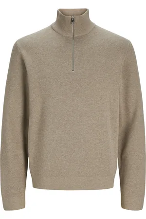 JACK & JONES Trui Jprblamilano Stitch Knit Half Zip S 12259664 Greige/melange Mannen