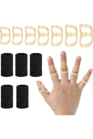 Merkloos Ovale Vingerspalken en Hulzen Kit - Triggerfinger Artritis Rechttrekken Vingerorthese - 12 Stuks Plus 5 Gebreide Vingerhoezen .