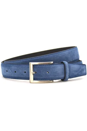 Timbelt Suede Pantalon Riem blauw - Heren riem - Jeans & Pantalon riem - Blauwe suède riem - Riemmaat 105 cm - Totale lengte 120 cm