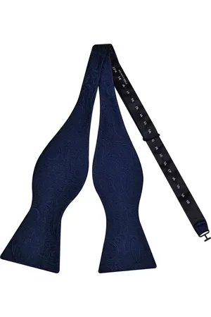 Merkloos Paisley Zelfstrikker Vlinderdas - Zelf Strikken Vlinderstrik - Dark Blue Paisley Bowtie