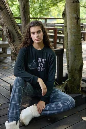 Merkloos Aydogan -Pyjama dames - Warme pyjama dames - Fleece pyjama dames - Thermisch- Ruitmotief