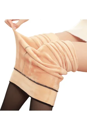 Merkloos Fleece Panty - Warme Panty voor de Winter - FleecePanty Transparant - Zwart - Huidskleur