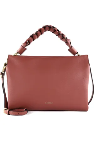 Coccinelle Leren Handtas Schoudertas Boheme Grana Double Hand Bag Bruine